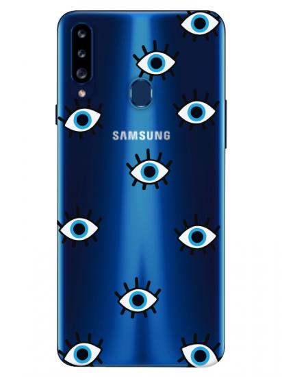 Samsung A20s Nazar Gözler Şeffaf Telefon Kılıfı