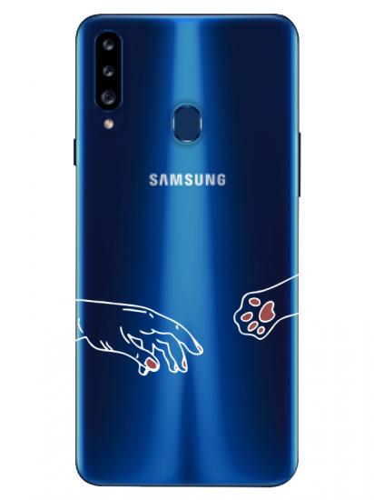 Samsung A20s Hand And Paw Şeffaf Telefon Kılıfı