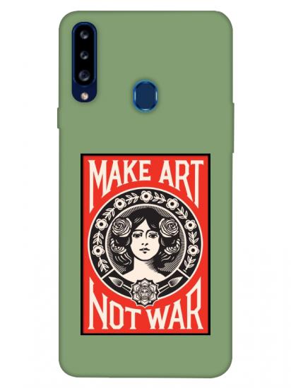 Samsung A20s Make Art Not War Yeşil Telefon Kılıfı