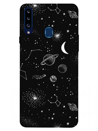 Samsung A20s Gezegenler Siyah Telefon Kılıfı