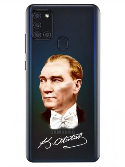Samsung A21s Atatürk İmzalı Şeffaf Telefon Kılıfı