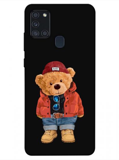 Samsung A21s Teddy Bear Siyah Telefon Kılıfı
