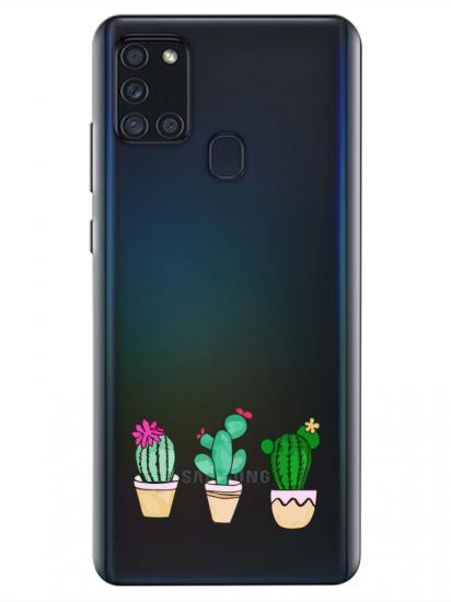 Samsung A21s Kaktüs Şeffaf Telefon Kılıfı