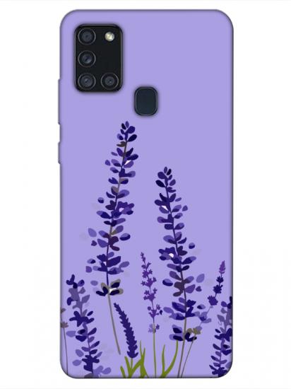 Samsung A21s Lavanta Desenli Lila Telefon Kılıfı