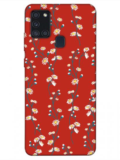 Samsung A21s Papatya Sarmaşığı Kırmızı Telefon Kılıfı