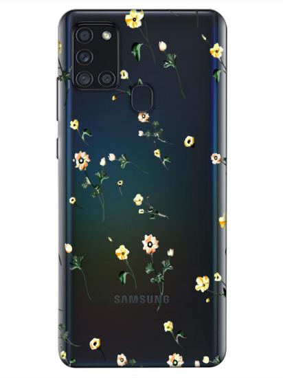 Samsung A21s Çiçekli Şeffaf Telefon Kılıfı