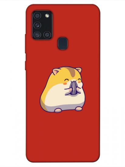 Samsung A21s Sevimli Hamster Kırmızı Telefon Kılıfı