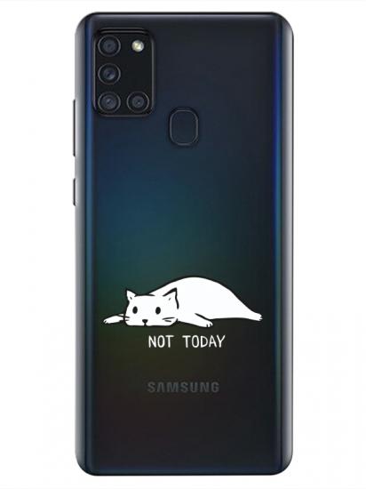 Samsung A21s Not Today Kedi Şeffaf Telefon Kılıfı