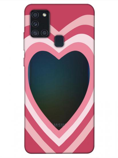 Samsung A21s Estetik Kalp Şeffaf Telefon Kılıfı