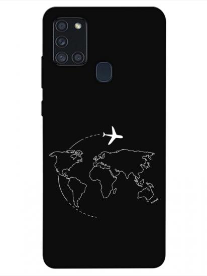 Samsung A21s Harita Uçak Siyah Telefon Kılıfı