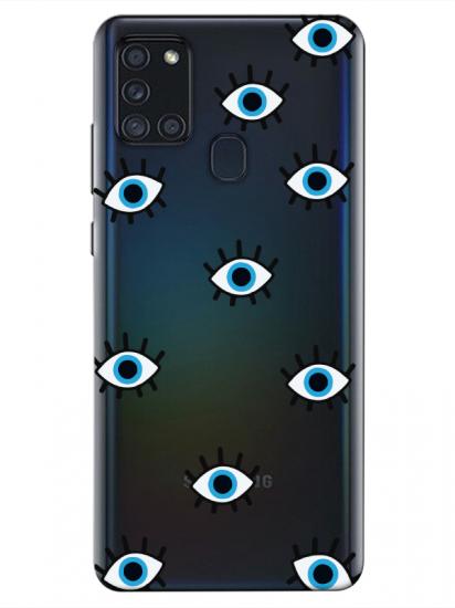 Samsung A21s Nazar Gözler Şeffaf Telefon Kılıfı