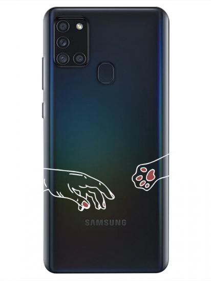 Samsung A21s Hand And Paw Şeffaf Telefon Kılıfı