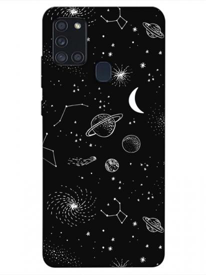 Samsung A21s Gezegenler Siyah Telefon Kılıfı
