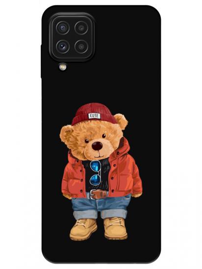Samsung A22 Teddy Bear Siyah Telefon Kılıfı