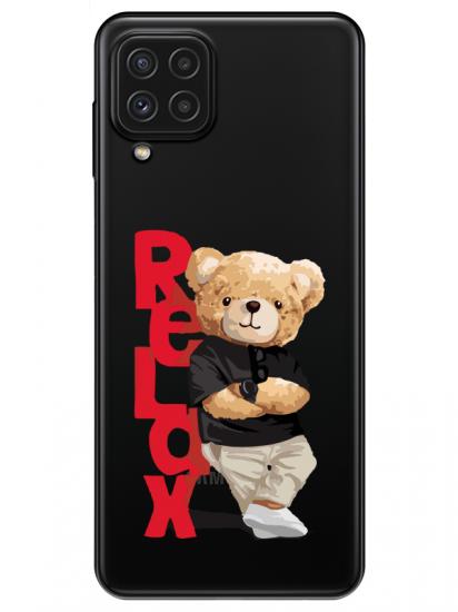 Samsung A22 Teddy Bear Relax Şeffaf Telefon Kılıfı