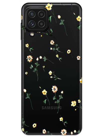 Samsung A22 Çiçekli Şeffaf Telefon Kılıfı