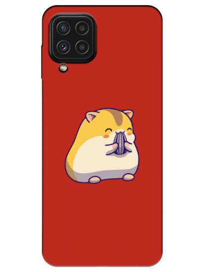 Samsung A22 Sevimli Hamster Kırmızı Telefon Kılıfı