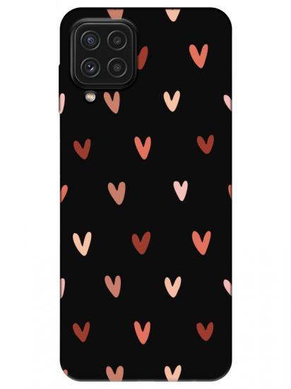 Samsung A22 Kalp Desen Siyah Telefon Kılıfı
