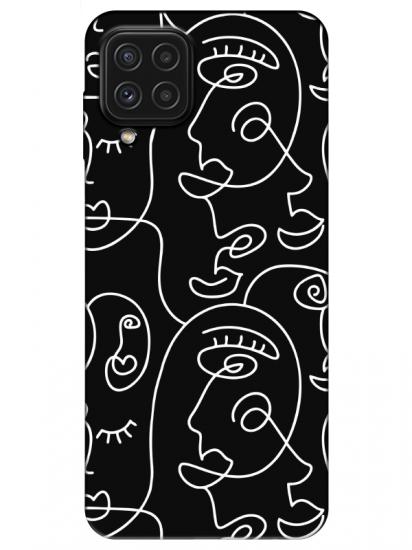 Samsung A22 Face Art Siyah Telefon Kılıfı