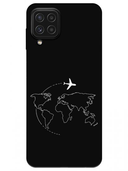 Samsung A22 Harita Uçak Siyah Telefon Kılıfı
