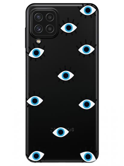 Samsung A22 Nazar Gözler Şeffaf Telefon Kılıfı