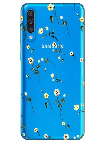 Samsung A30s Çiçekli Şeffaf Telefon Kılıfı