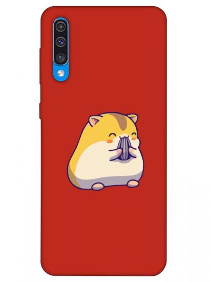 Samsung A30s Sevimli Hamster Kırmızı Telefon Kılıfı