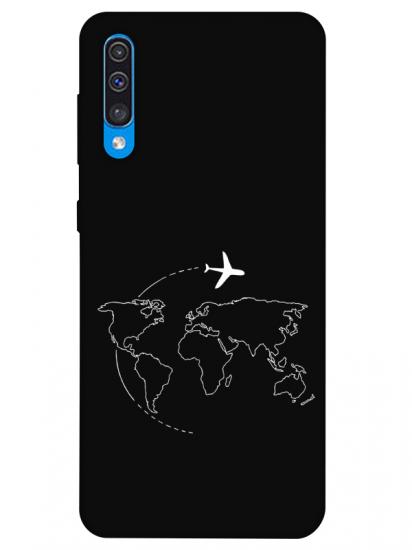 Samsung A30s Harita Uçak Siyah Telefon Kılıfı