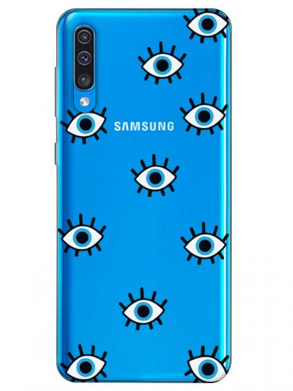 Samsung A30s Nazar Gözler Şeffaf Telefon Kılıfı