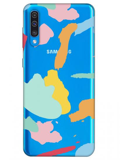 Samsung A30s Sanatsal Boyalar Şeffaf Telefon Kılıfı