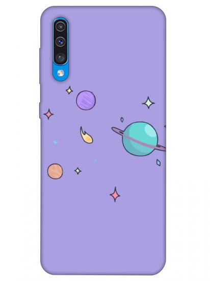 Samsung A30s Gezegen Tasarım Lila Telefon Kılıfı