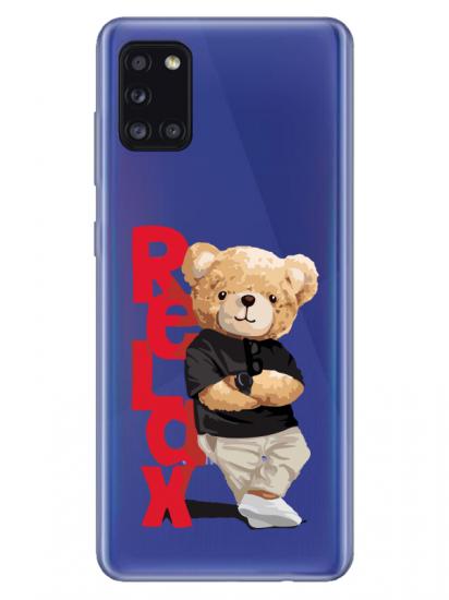 Samsung A31 Teddy Bear Relax Şeffaf Telefon Kılıfı