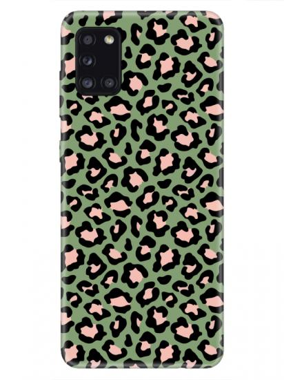 Samsung A31 Leopar Desenli Yeşil Telefon Kılıfı