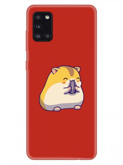 Samsung A31 Sevimli Hamster Kırmızı Telefon Kılıfı