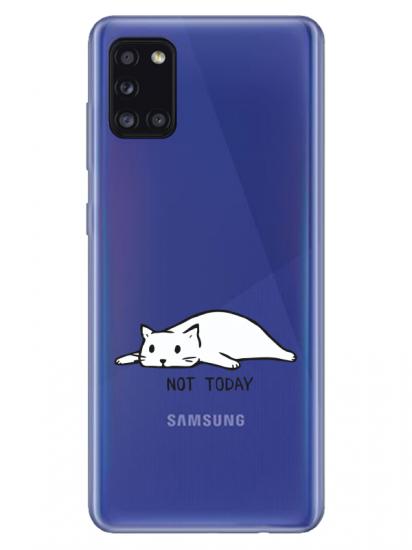 Samsung A31 Not Today Kedi Şeffaf Telefon Kılıfı