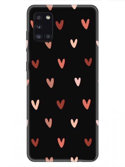 Samsung A31 Kalp Desen Siyah Telefon Kılıfı
