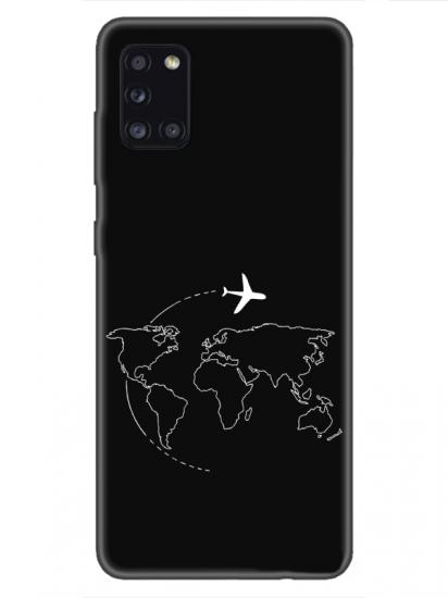 Samsung A31 Harita Uçak Siyah Telefon Kılıfı