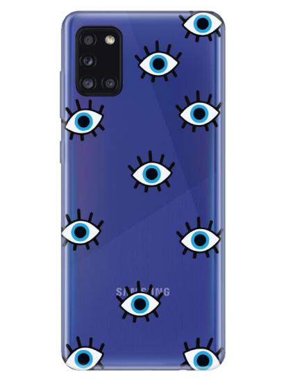 Samsung A31 Nazar Gözler Şeffaf Telefon Kılıfı