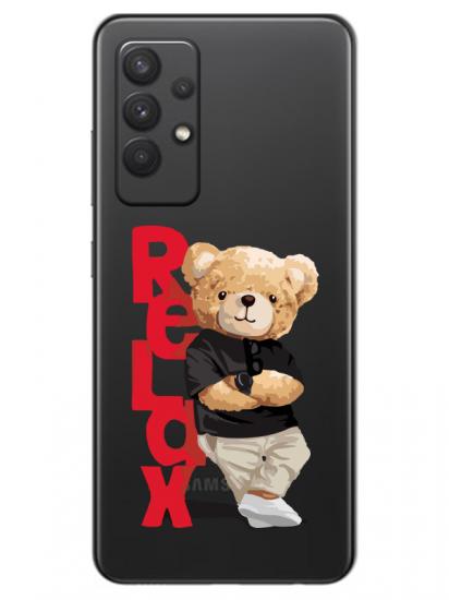 Samsung A32 Teddy Bear Relax Şeffaf Telefon Kılıfı