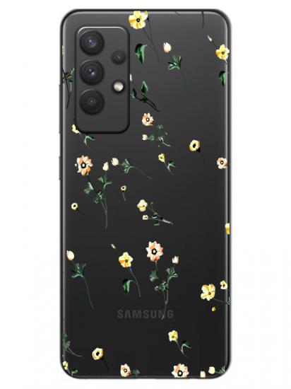 Samsung A32 Çiçekli Şeffaf Telefon Kılıfı