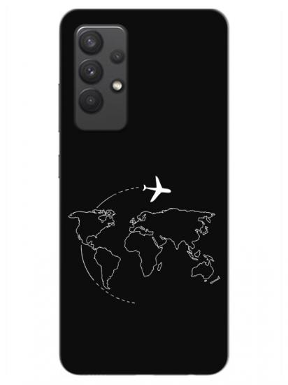 Samsung A32 Harita Uçak Siyah Telefon Kılıfı