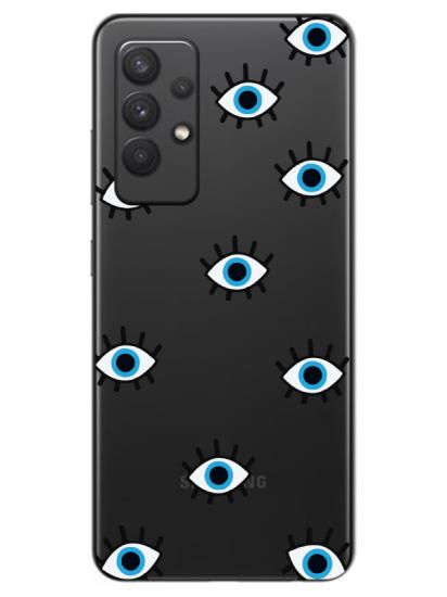 Samsung A32 Nazar Gözler Şeffaf Telefon Kılıfı