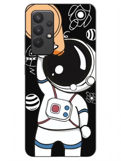 Samsung A32 Astronot Siyah Telefon Kılıfı