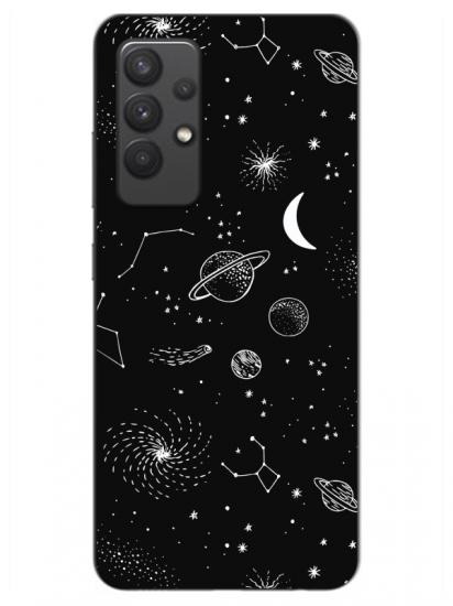 Samsung A32 Gezegenler Siyah Telefon Kılıfı