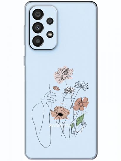 Samsung A33 Kadın Çiçek Şeffaf Telefon Kılıfı