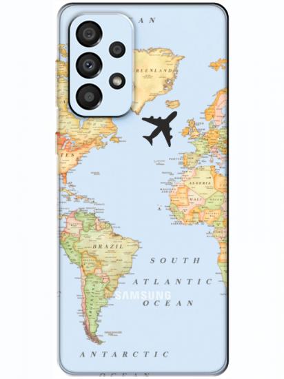 Samsung A33 Dünya Haritalı Şeffaf Telefon Kılıfı