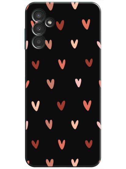 Samsung A34 Kalp Desen Siyah Telefon Kılıfı
