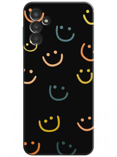 Samsung A34 Emoji Gülen Yüz Siyah Telefon Kılıfı