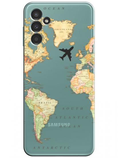 Samsung A34 Dünya Haritalı Şeffaf Telefon Kılıfı