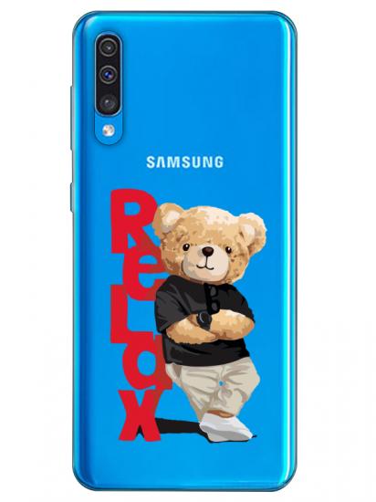 Samsung A50 Teddy Bear Relax Şeffaf Telefon Kılıfı